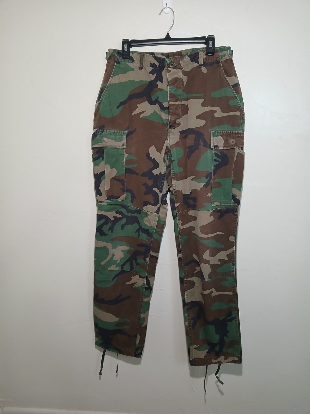 Vintage 90s US Military Trousers, Hot Weather, Woodland Camo Pattern Combat 31 "